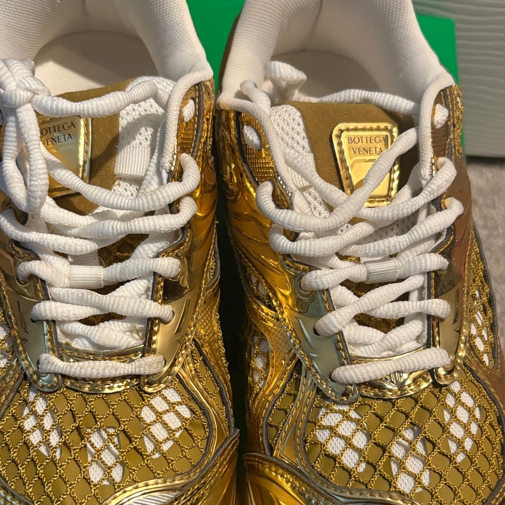 Bottega Veneta Gold and White Sneakers - Picture 8 of 10